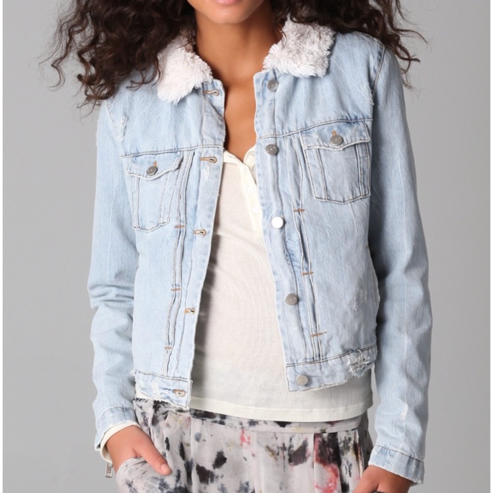 IRO Faux Shearling Lined Denim Jacket